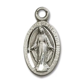 Bliss Sterling Silver Miraculous Medal Catholic Pendant Necklace 18" Chain GiftBox