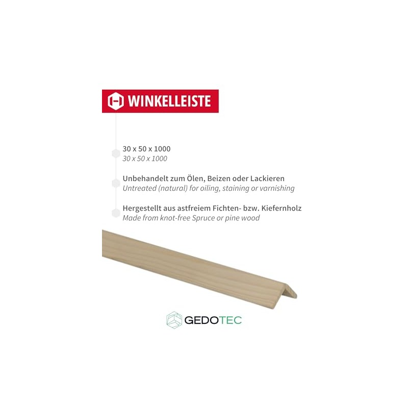 Gedotec Wooden Strips - Wooden Boards for Building Angle Strips