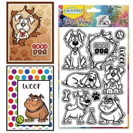 CHGCRAFT Cute Pet Dogs Funny Clear Stamp Transparent Handicraft Stamps for DIY Scrapbooking Photo Album Decorative Cards Making, Dog, 6.3x4.3inch