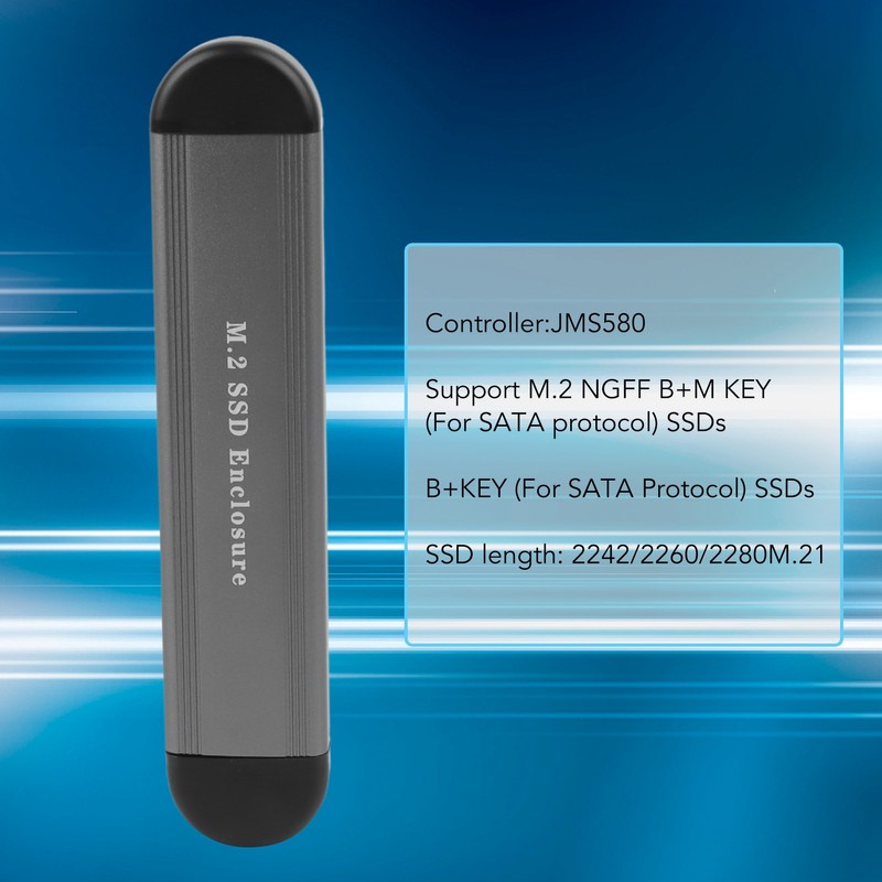 M.2 SSD Enclosure Type C USB Dual Interfaces Aluminum Alloy