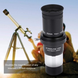 Telescope Eyepiece Set,1.25 inches Telescope Eyepiece Kit,4mm 10mm 25mm Plossl Eyepiece + 2X Barlow Lens Kit for Astronomy,Fully Multi Coated