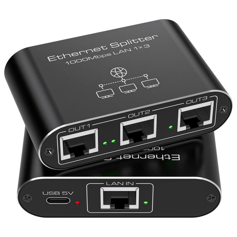 PVBCTCSID Ethernet Splitter 1 to 3 1000Mbps Internet Splitter High