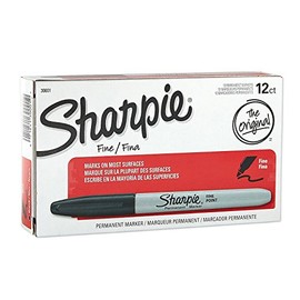 Sharpie Set of 12 Permanent Markers, Fine Point, Black, 12 Packs/144 Markers