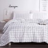Andency White Grid Comforter Set Twin Size (66x90 Inch), 2