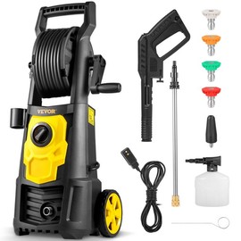 VEVOR Electric Pressure Washer, 2000 PSI, Max 1.76 GPM Power Washer w/ 30 ft Hose & Reel, 5 Quick Connect Nozzles, Foam Cannon, Portable to Clean Patios, Cars, Fences, Driveways, ETL Listed - Whether Hose Reel is: With Hose Reel, Water Flow Rate: 1.76 GP