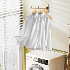 Sumnacon Clothes Rack, 2 Pcs Stainless Steel Clothes Hanger, Wall Mounted Clothes Hanging Organizer, Drying Rack with Swing Arm, Space Saving Hangers for Bathroom Laundry Room Closet, Gold