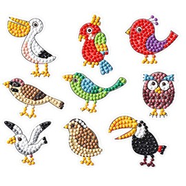 Diamond Painting Sticker Set Funny Birds Craft Kit for DIY Stickers with Rhinestones for Children Aged 5 Years and Up