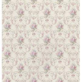 Needles N Minis 1:12 1" Scale Dollhouse Miniature Wallpaper Pink, Beige Floral 3 Shts - 0002907