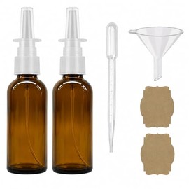 Botella de spray nasal de vidrio ámbar vacía de 1 onza pulverizador nasal. Vacía, recargable, tamaño de viaje, vidrio de calidad para aplicaciones sal