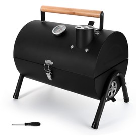 Portable Charcoal Grill, Leonyo Tabletop Charcoal Grill for Outdoor, Mini BBQ Grill with Thermometers, Compact Small Camping Smoker Tailgate Grill for Beach, RV Travel, Backyard