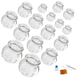 Kinaxixi Glass Cupping Set Chinese Traditional Professional Acupoint Cupping Therapy Set for Back Muscle Massage Gift for Family(16PCS)