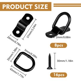 Smloplom 8 Stück D-Ring, Zurrösen Anhänger Hergestellt aus Hochwertigem Kohlenstoffstahl, Schraubösen für Lastkraftwagen, Boote und Ladungssicherung, Schwarz