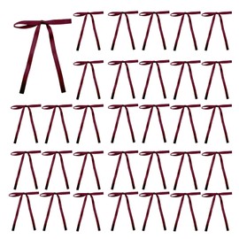 Meseey 30 Pcs Satin Bows with Twist Tie 5 x 7 Inch Pretied Premade Ribbon Bows for Tree Wreath Garland Home Decor Indoor Outdoor Decorations (Burgundy)