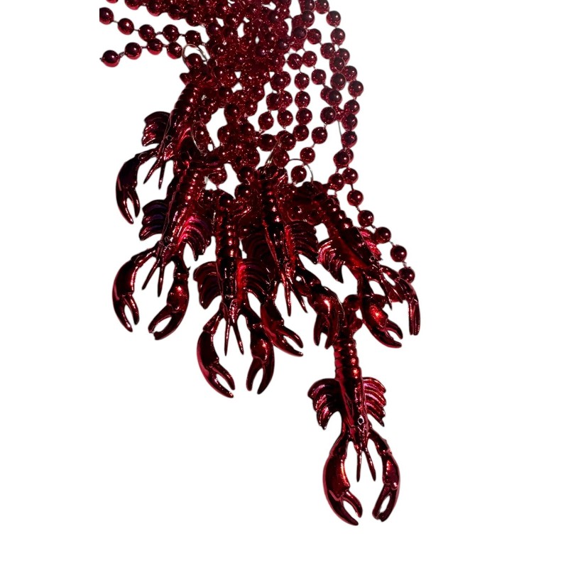 Red Crawfish Mardi Gras Beads New Orleans Seafood Boil Craft