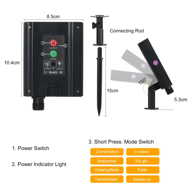 Neoglint 20Meters/65.6Ft 200LEDs Solar Powered Fairy String Light with Controller