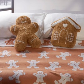 Primitives by Kathy Shaped Pillow-Gingerbread House, 12" x 12" x 3", Brown and White