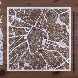 O3 DESIGN STUDIO Brussels Paper Cut Map White 30x30 cm Paper Art