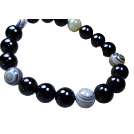 Kanoishi [Protection Against Evil Evil and Achievement of Your Desire] Morion Celestial Stone Bracelet for Men and Women, Natural Stone, 0.4 inches (10 mm) (Purification, Ripple Stone), Crystal