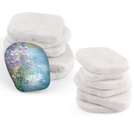 Pack of 12 Flat Stones for Painting, 3-8 cm Diameter, White Flat Stones, Smooth Pebbles for Painting, Large Smooth Pebbles, White Flat, Smooth Decorative Stones, Natural Stone for Art