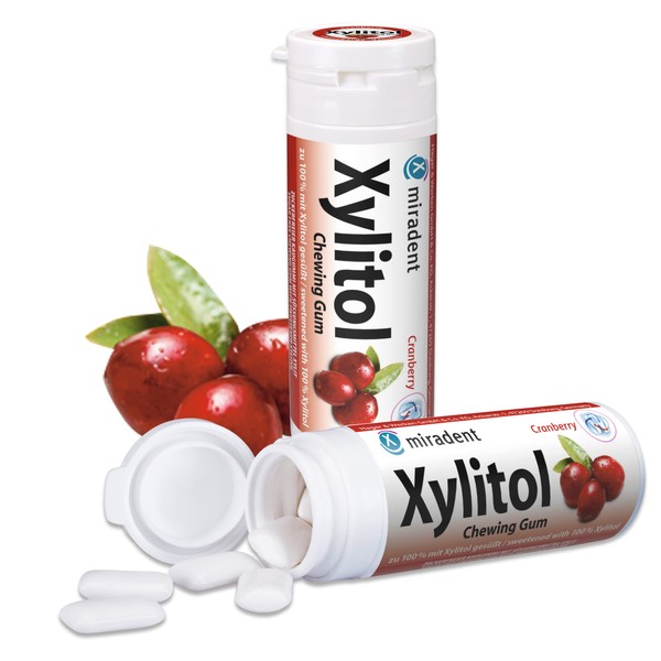 Miradent Xylitol Chewing Gum Dental Care Chewing Gums Pack of 30 Cranberry (6 x 30 g)