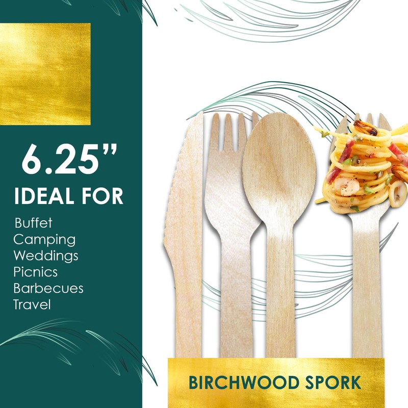 Planet Pantry Disposable Birchwood Cutlery Spork 50 pcs) Plastic Alternative
