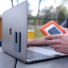 DriveSlide - Aesthetic Portable Computer Mounted External Hard Drive and Hub Holder to Organize Laptop Workspace and Declutter Cable with Lock System (1 DriveSlide (Gray))