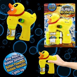 Light Up Ducky Bubble Blaster Gun Set, Includes Two Bubble Bottles and Batteries, Outdoor, Indoor Toys for Kids Fun, Gift Idea, Party Favor