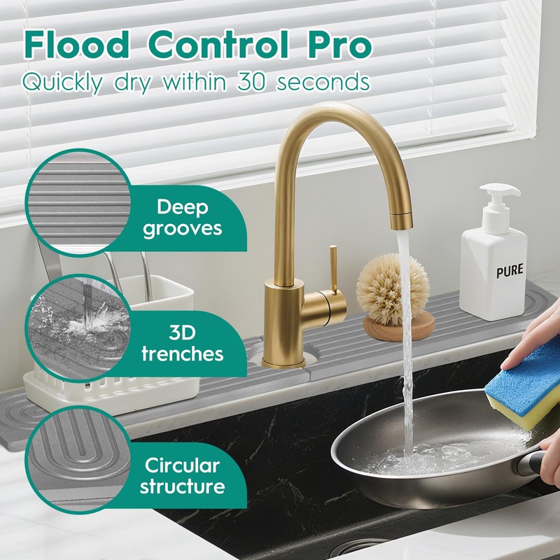 16 Inch Stone Faucet Mat for Kitchen Sink, Splash Guard-Water