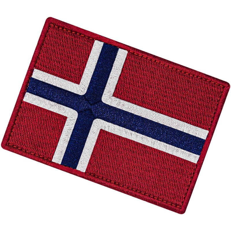 EmbTao Norway Flag Embroidered Emblem Norwegian National Applique Fastener Hook