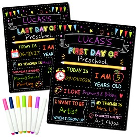Double-Sided First Day of School Chalkboard Board, 12×10 Inch