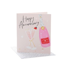UK Greetings Anniversary Card for Him/Her/Friend - Pretty Champagne Design, Multi, 159mm x 184mm