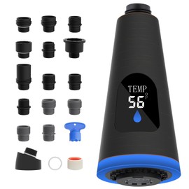 Hygie Rinse Universal Faucet Head Replacement 4 Function LED Temperature Display Pull Down Kitchen Faucet Head with 15 Adapters, Kitchen Sink Faucet Sprayer Head, Oil Rubbed Bronze