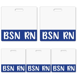 Toykee 5 Pack BSN RN Badge Buddy Card Holder - Horizontal Bachelor of Science in Nursing Accessories Blue ID Name PVC Clear Identification Tags for Hospital Work