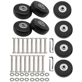 Luggage Replacement Wheels - 50 x 18mm, 8pcs Black Rubber Suitcase Wheels Repair Kit, Smooth Replacement Parts for Carry-on Roller Bags and Trolleys