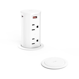 2.5 inch Hole Pop up Outlet for Countertop,20W USB C,4 USB Ports,4 Outlets 15Amp Tamper Resistant Receptacle Flush Mount,Space Saver Recessed Outlet,1875W,ETL Listed