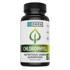 Zhou Nutrition Chlorophyll Tablets, Nutritious Green Superfood, Herbal Supplement, Gluten-Free, Herbal Support, 90 Tablets