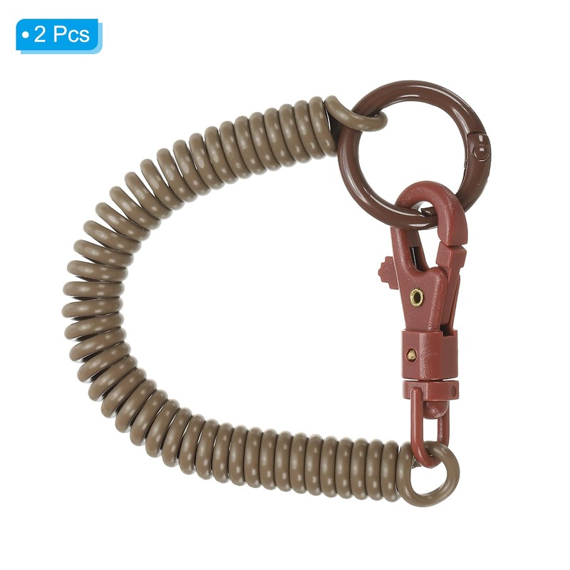[PATIKIL] Retractor Bull Coil Spring Key Chain 2pcs Anti-lost Key
