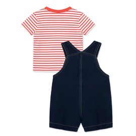 Little Me Clothes for Baby Boys' Sailboat Short Sleeve Shortall Sets, Dark Denim Blue, 9 Months