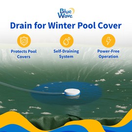 Blue Wave Winter Pool Cover Drain with Hand Squeeze Pump – Non-Electric Manual Siphon Pump with Porous Drain & 13-Ft Hose – Durable, Easy Water Removal & Cover Protection for Above-Ground Pools