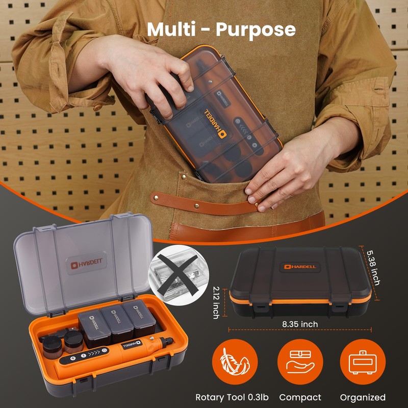 HARDELL Mini Cordless Rotary Tool, 5-Speed and USB Charging with