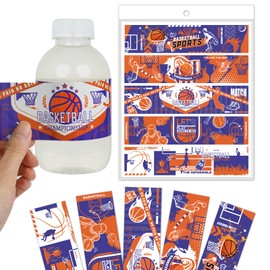 100 Pcs Baseball/Football/Basketball Birthday Sticker for Favors, 5 Style/20 Pieces Sports Birthday Themed Party Supplies, Birthday Party Supplies for Party Welcome Decorations Favors(Basketball)