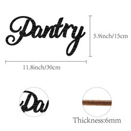 CREATCABIN Pantry Word Cutout Sign Laser Cut Wood Letter Sign Wall Decor Unfinished Wooden Signs Wall Art Basswood Hanging Sculpture Decor for Crafts DIY Farmhouse Kitchen Black 11.8x5.9Inch