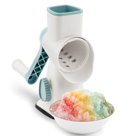 Rotary Ice Shaver with Handle Manual Hand Crank Snow Cone Maker Machine Qucik Shaved Ice Maker with Suction Feet, All Ice Cubes Fitted.Premium Portable Ice Crusher and Shaved Ice Machine.
