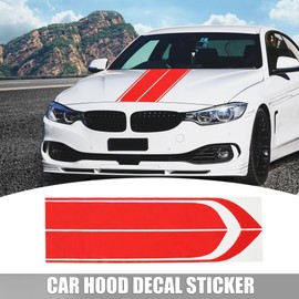 X AUTOHAUX 33.46"x10.04" Car Hood Stripe Sticker Auto Racing Exterior Decal Decoration for Car Hood Roof Trunk Skirt Bumper Red 1Pair