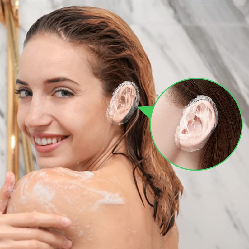 100 Pack Disposable Ear Covers For Shower, Waterproof Ear Shower