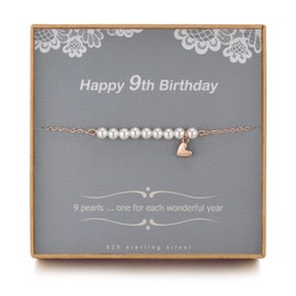 TISSGIRL 9 Year Old Girl Gifts - Sweet Pearl Bracelet Gifts for 9 Year Old Girls, Adjustable Pearl Bracelet, Presents for 9 Year Old Little Girls