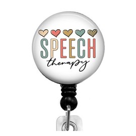 GFFGGFGH Love and Speech Therapy Retractable ID Card Badge Holder with Alligator Clip, Name Nurse Decorative Badge Reel Clip on Card Holders, small, Black, GFFGGFGH-2024