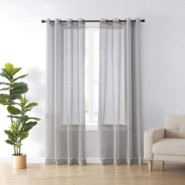 Curtain Fresh Arm & Hammer Modern Odor Neutralizing Sheer Voile Filtering Grommet Window Curtains for Bedroom or Living Room (Single Panel), 59" x 108", Light Grey