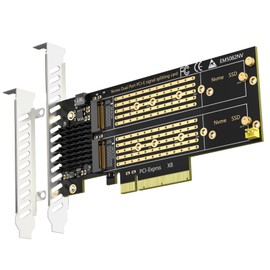GLOTRENDS PA21 Dual M.2 NVMe to PCIe 4.0 X8 Adapter Without PCIe Bifurcation, Setup Soft M.2 SSD RAID via OS Tool (Support 22110/2280 Size), (PCIe Bifurcation Motherboard is Required)