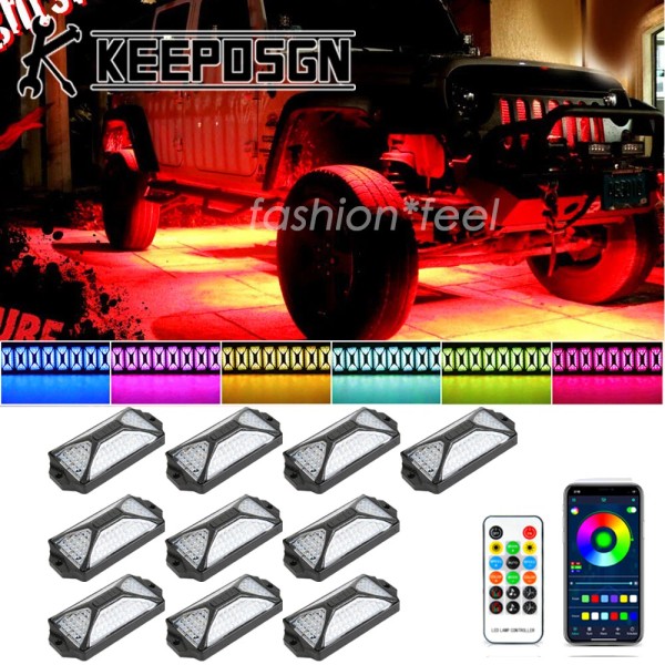 KEEPDSGN For Jeep Wrangler RGB LED Rock Lights Underglow Body